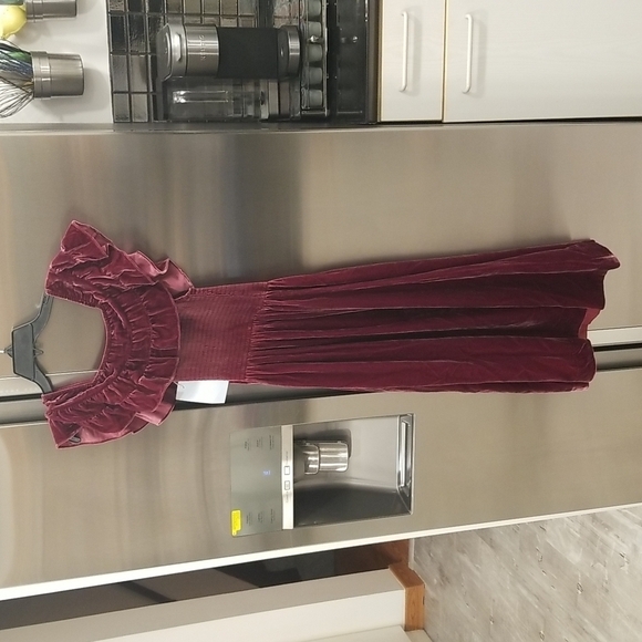 💕HILL HOUSE💕 The Akilah Nap Dress ~ Burgundy Velvet Small S NWT - Picture 9 of 15